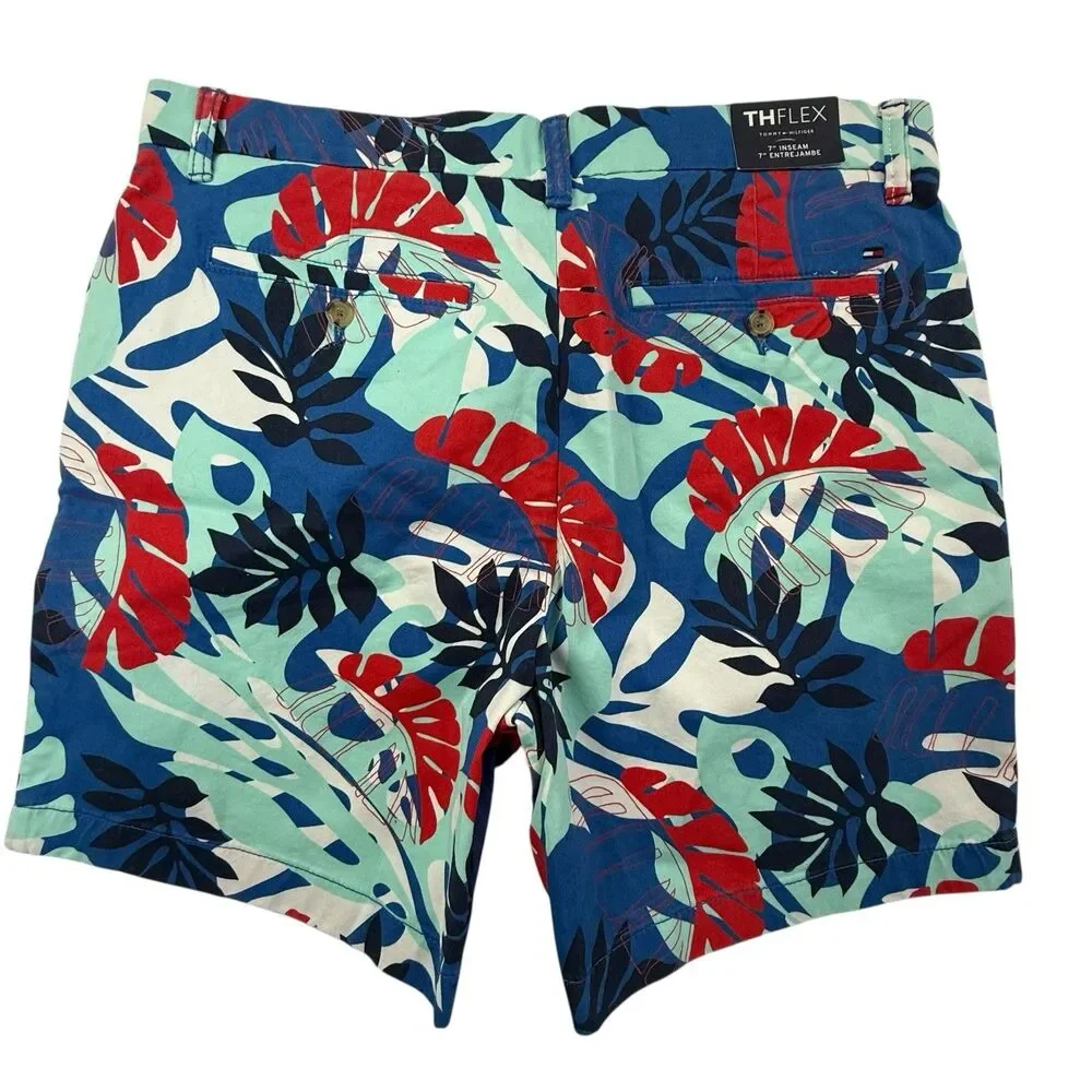 NEW Tommy Hilfiger Tropical Hawaiin Print Shorts Men Size 33 TH Flex 7